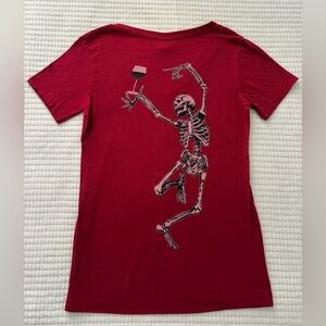 Red Tee with Dancing Skeleton Graphic Size S